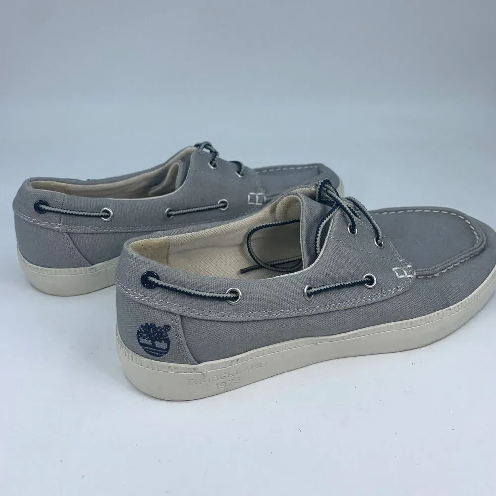 Timberland‎ Mens 7 Boat Deck Shoes Gray Canvas Outdoor Preppy Normcore Nautical